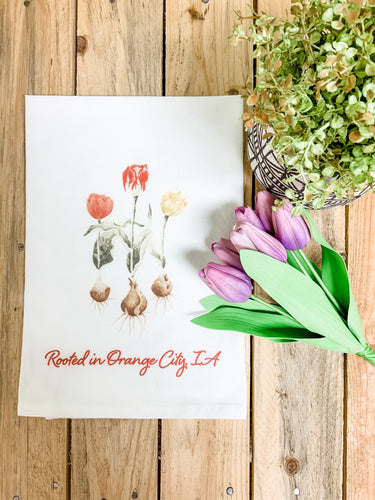 Rooted in Orange City flour sack towel