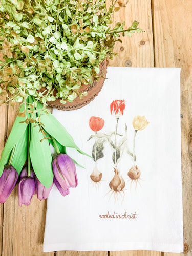 Rooted in Christ flour sack towel